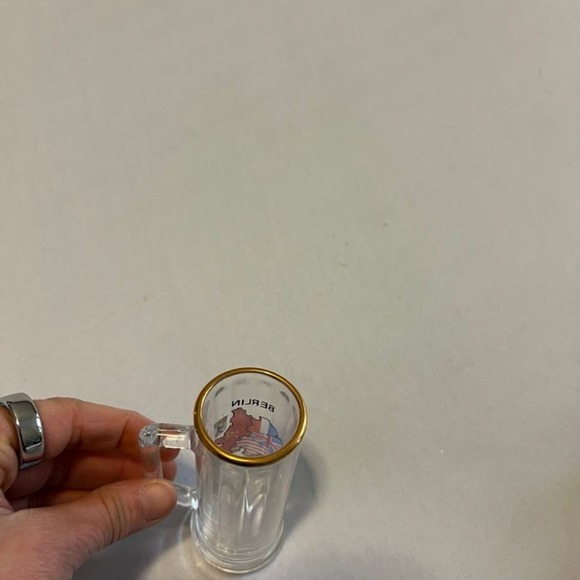 5/$25 Berlin double shot glass Checkpoint Charlie beer glass shaped - Picture 4 of 4